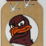 Stained Hokie Head Mason Jar